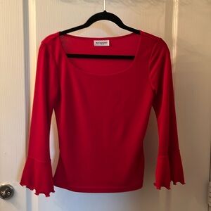 Red blouse with flared sleeves